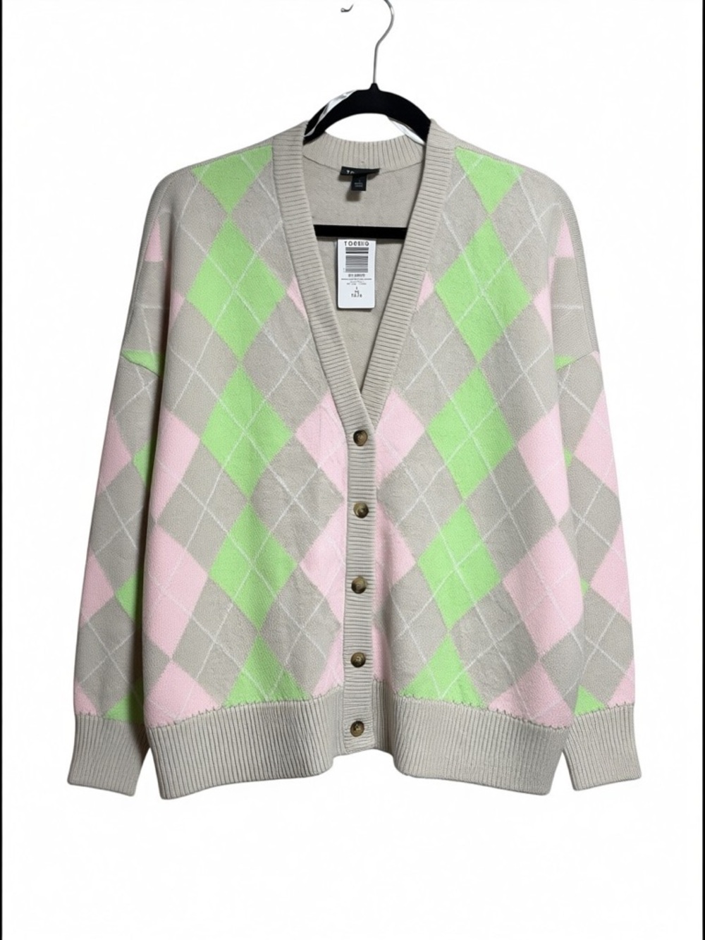 Torrid Argyle Cardigan Sweater 1X Pastel Preppy Grandpa Core NWT